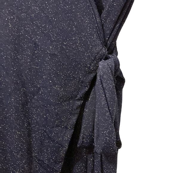 Starry night Glitter Maxi Wrap Dress metallic blue true wrap cocktail ruched s - Picture 13 of 15